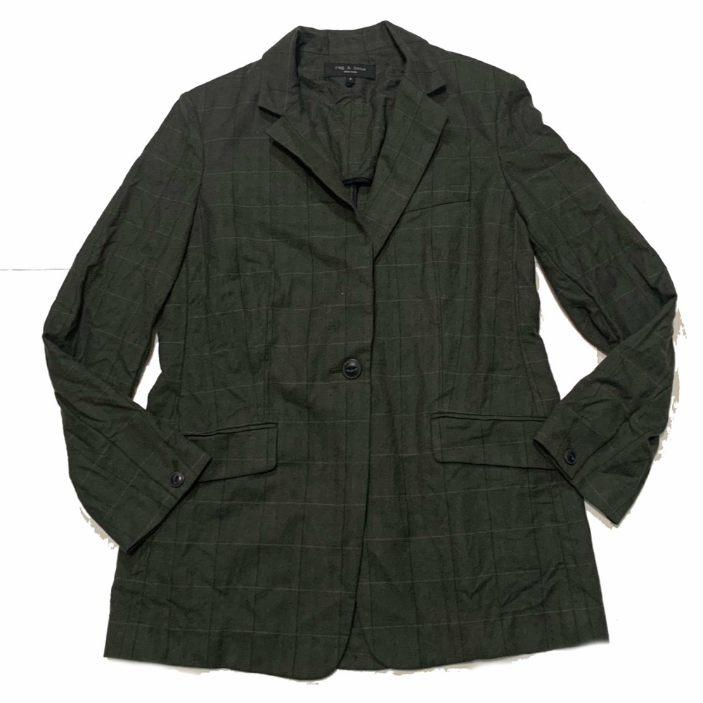 6 / Rag & Bone Olive Check Blazer
